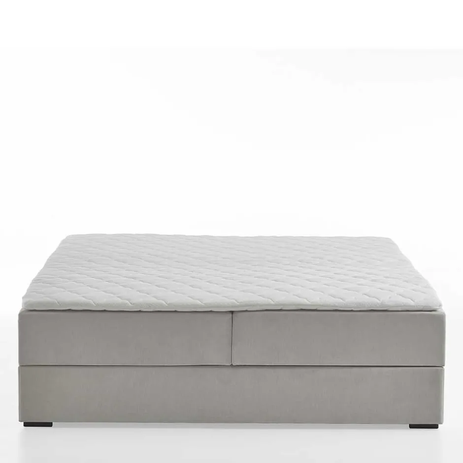 Wohnen Hellgraues Stoffbett ohne Kopfteil mit Bettkasten - Craig