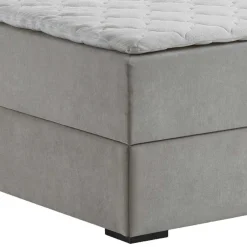 Wohnen Hellgraues Stoffbett ohne Kopfteil mit Bettkasten - Craig