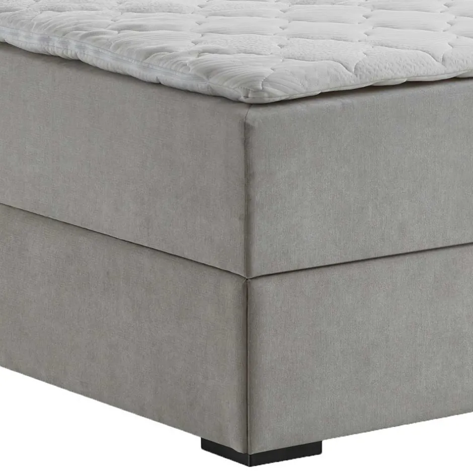 Wohnen Hellgraues Stoffbett ohne Kopfteil mit Bettkasten - Craig