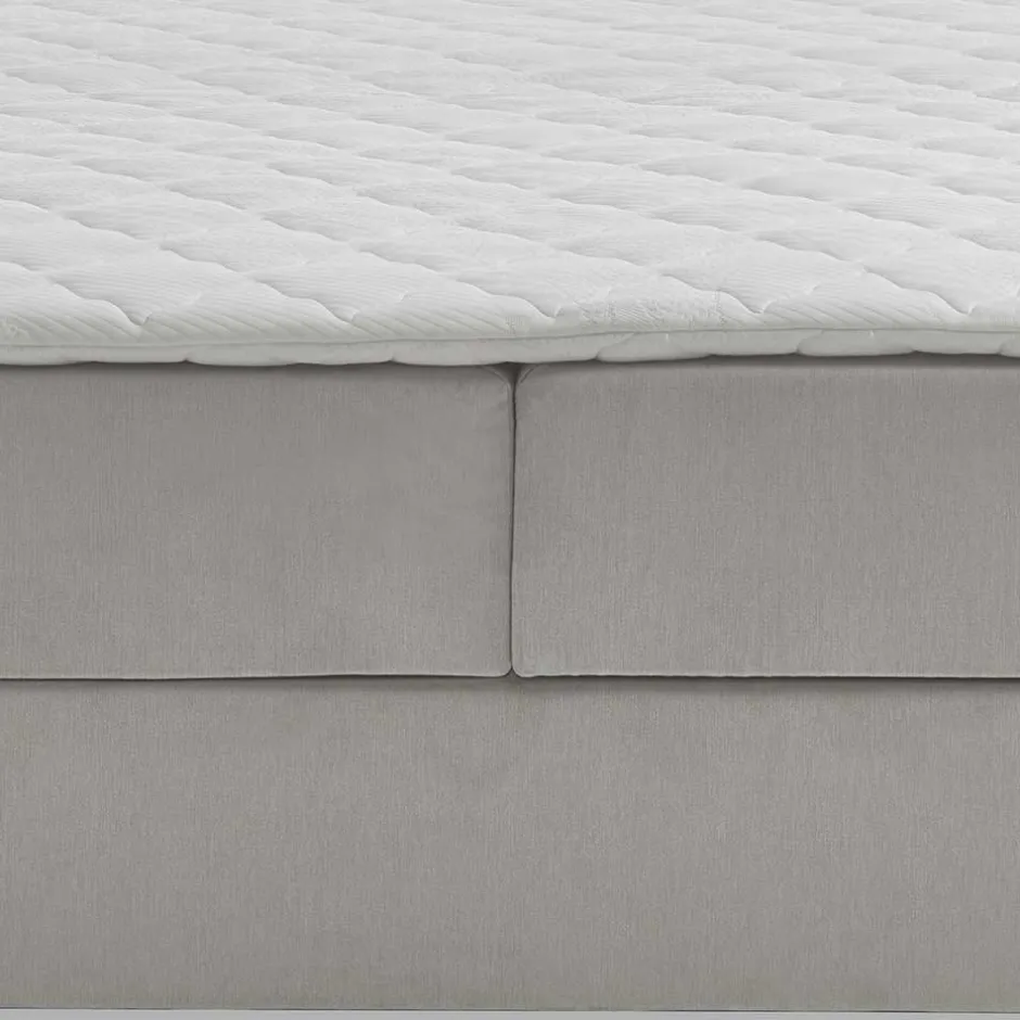 Wohnen Hellgraues Stoffbett ohne Kopfteil mit Bettkasten - Craig