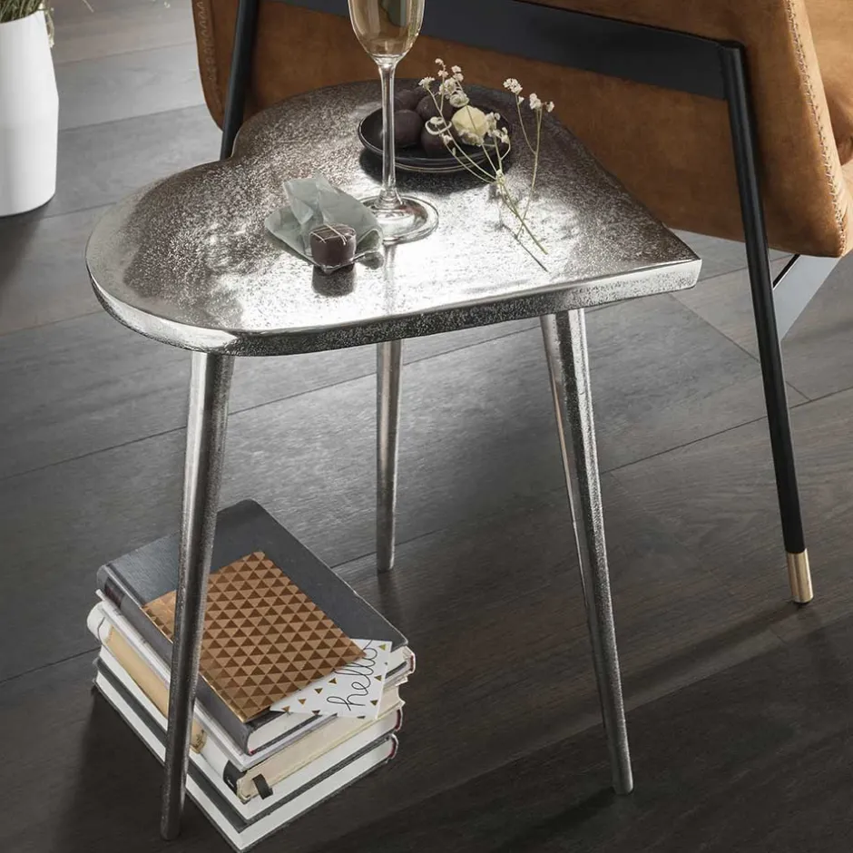 Herz Design Beistelltisch in Nickelfarben Alu - Trane^Wohnen Best