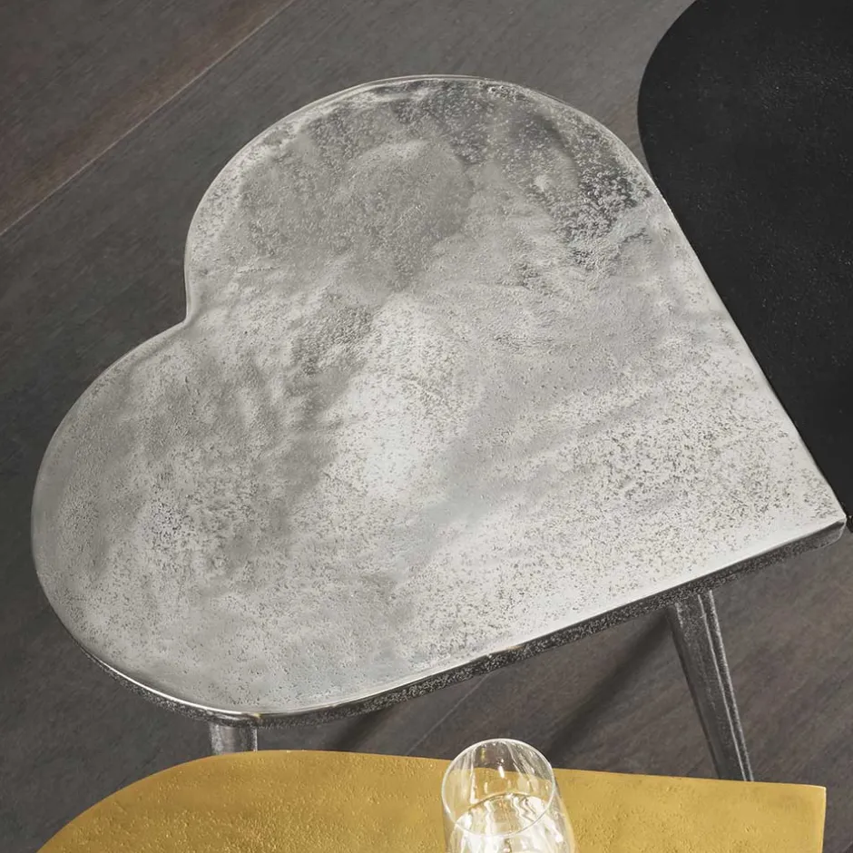 Herz Design Beistelltisch in Nickelfarben Alu - Trane^Wohnen Best