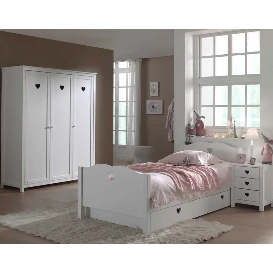Kinder Wohnen Herz Design Kinderzimmer in Weiß - Grandory (dreiteilig)