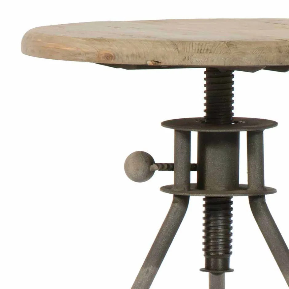 Höhenverstellbarer Arbeitshocker Ashvills aus Altholz Pinie^Wohnen