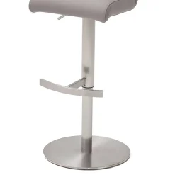 Wohnen Höhenverstellbarer Barstuhl in Hellgrau Kunstleder Olivera & Edelstahl