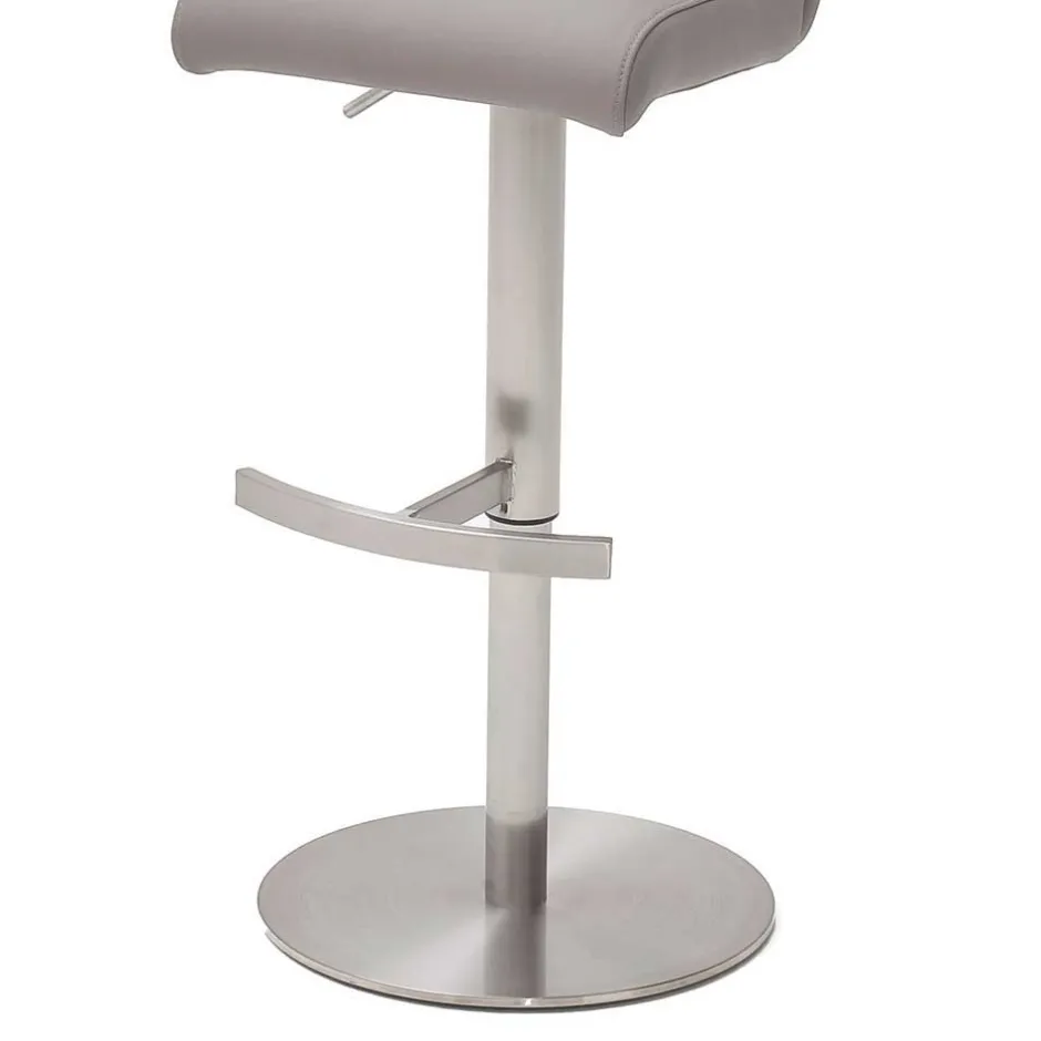 Wohnen Höhenverstellbarer Barstuhl in Hellgrau Kunstleder Olivera & Edelstahl