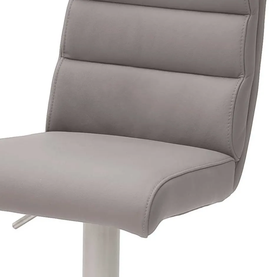 Wohnen Höhenverstellbarer Barstuhl in Hellgrau Kunstleder Olivera & Edelstahl