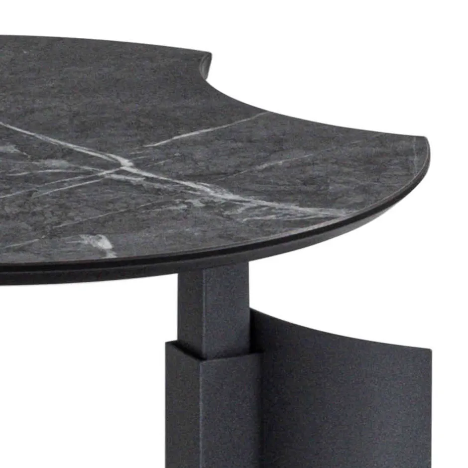 Höhenverstellbarer Beistelltisch in Marmor Optik Anthrazit - Holdin^Wohnen Sale