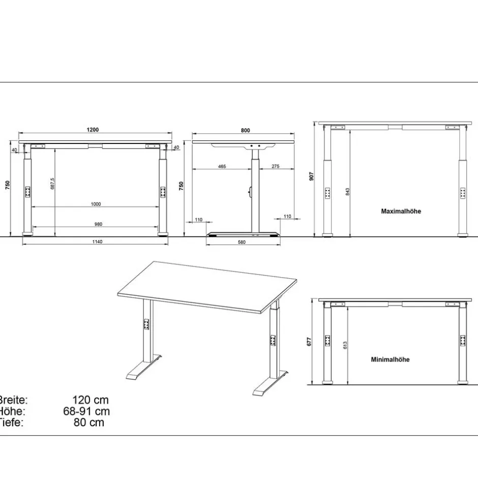 Höhenverstellbarer Bürotisch zum Stehen und Sitzen - Pitovija^Wohnen Hot