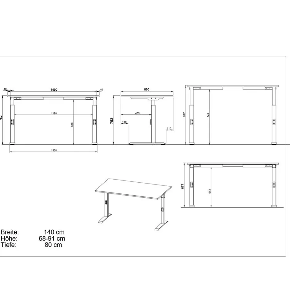 Höhenverstellbarer Bürotisch zum Stehen und Sitzen - Pitovija^Wohnen Hot