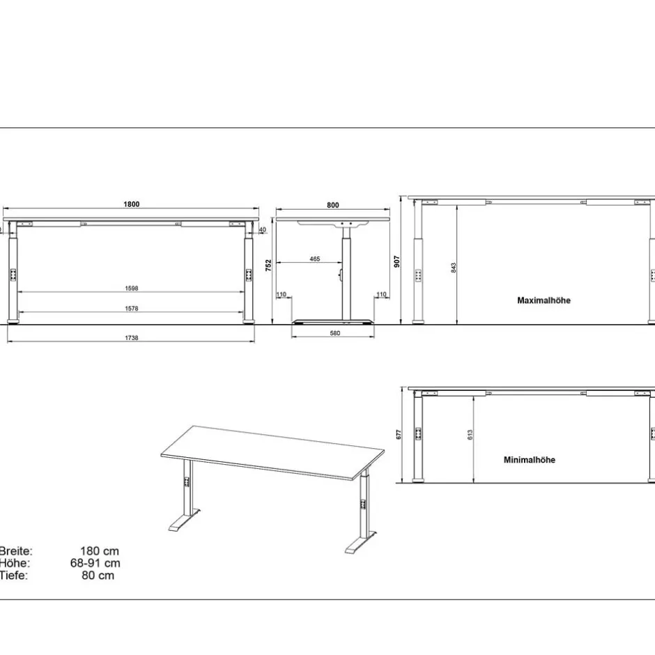 Höhenverstellbarer Bürotisch zum Stehen und Sitzen - Pitovija^Wohnen Hot