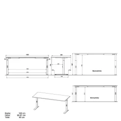 Wohnen Höhenverstellbarer Bürotisch in vier Größen - Tila