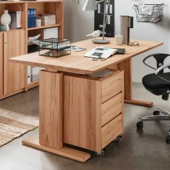 Wohnen Höhenverstellbarer Holz-Schreibtisch aus Kernbuche - Senklas