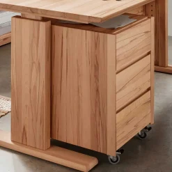 Wohnen Höhenverstellbarer Holz-Schreibtisch aus Kernbuche - Senklas