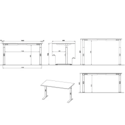 Wohnen Höhenverstellbarer Officetisch in Hellgrau - Great