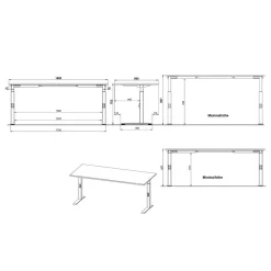 Wohnen Höhenverstellbarer Officetisch in Hellgrau - Great