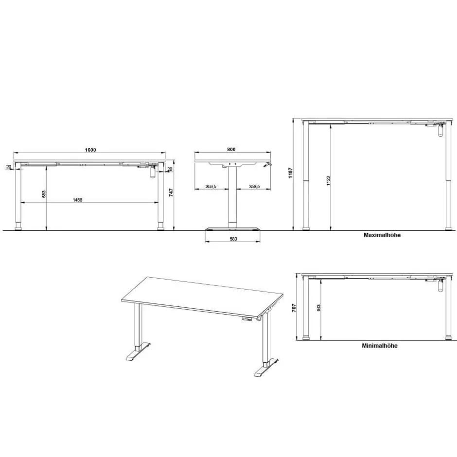 Höhenverstellbarer Schreibtisch elektrisch - Calumja^Wohnen Clearance