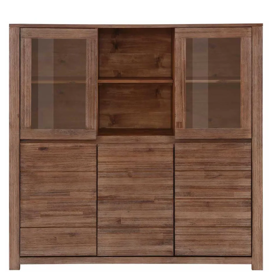 Wohnen Highboard aus Akazie Massivholz und Glas - Ruffes