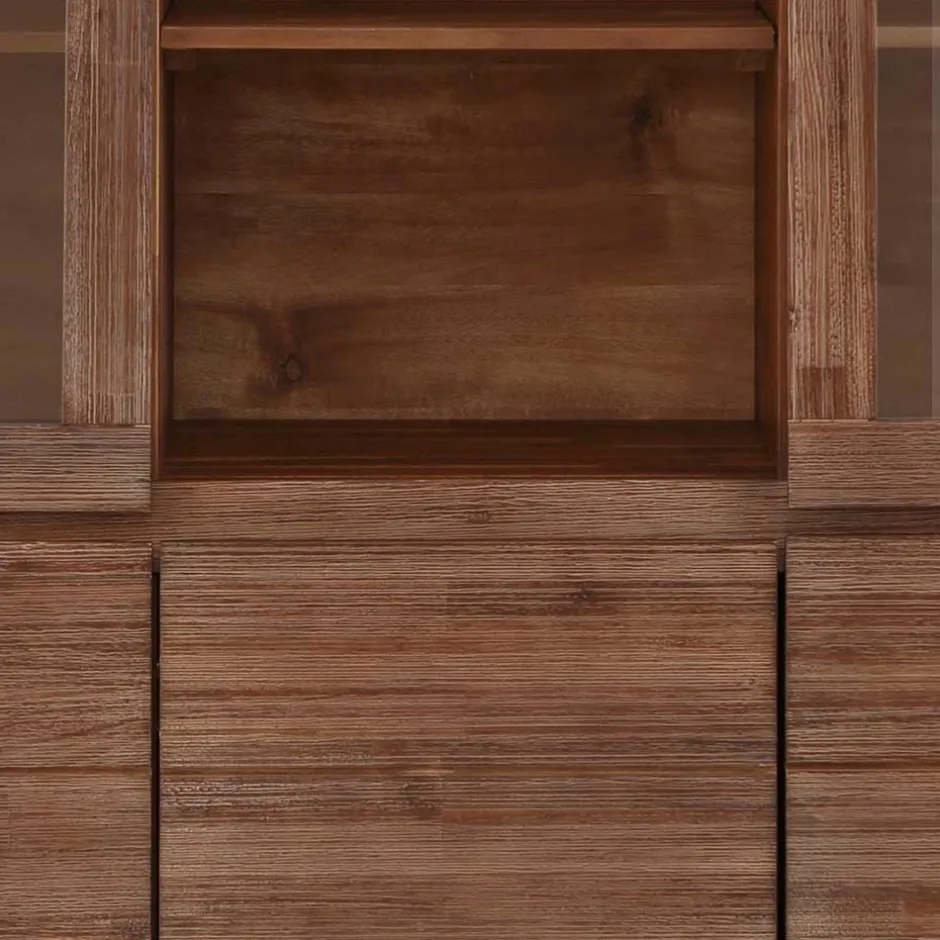 Wohnen Highboard aus Akazie Massivholz und Glas - Ruffes
