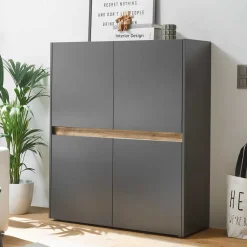 Wohnen Highboard in Anthrazit & Wildeiche Dekor - Ahilav