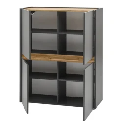 Wohnen Highboard in Anthrazit & Wildeiche Dekor - Ahilav