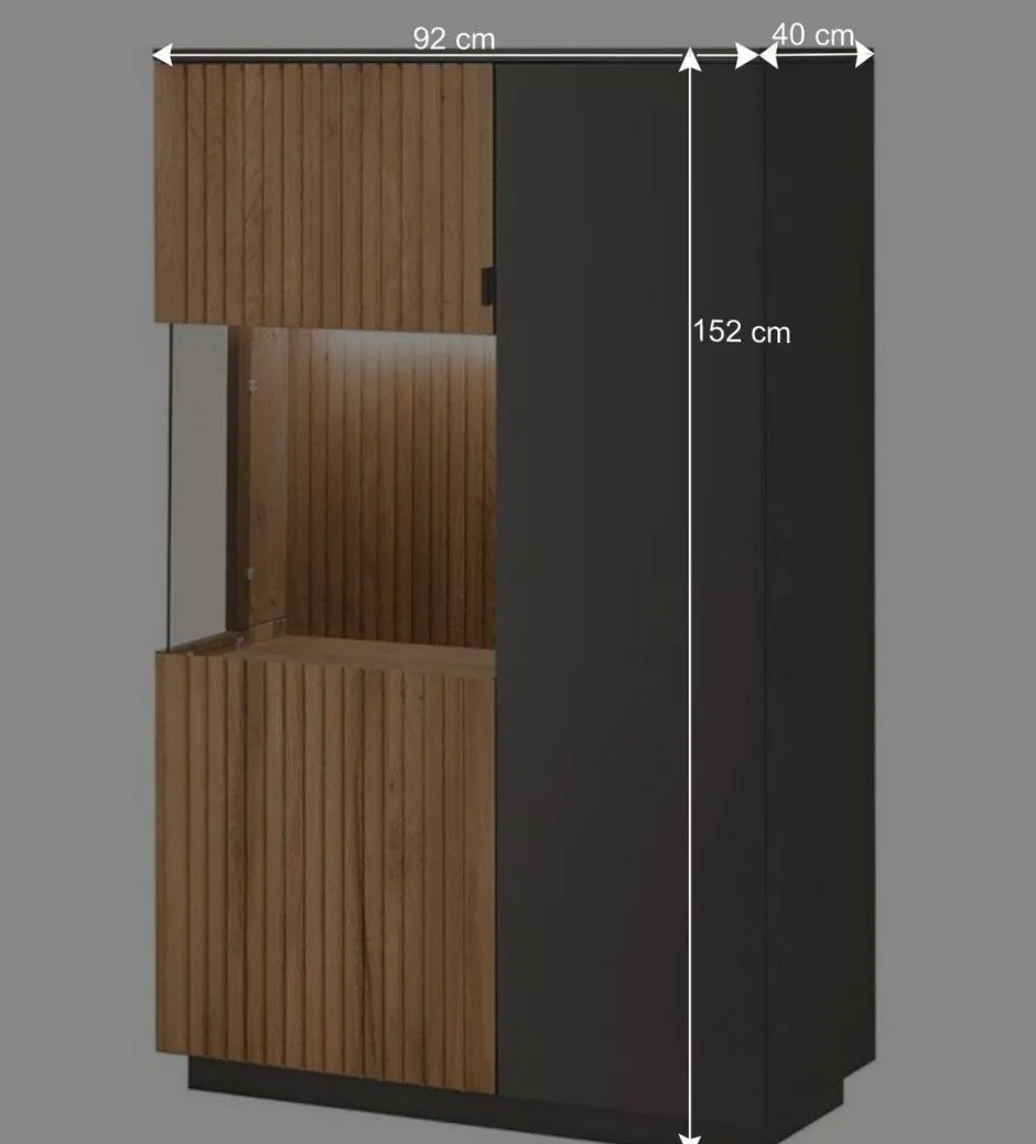 Wohnen Highboard in Eiche Bianco und Anthrazit - Cruzca I