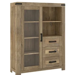 Wohnen Highboard in Eiche Dunkel mit Glaseinsatz - Hilary