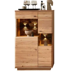 Wohnen Highboard in Esche und Wildeiche mit Glas - Cassna