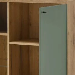 Wohnen Highboard in Graugrün und Wildeiche - Oliva