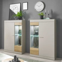 Wohnen Highboard in Hellgrau & Zinneiche NB - Lioscas