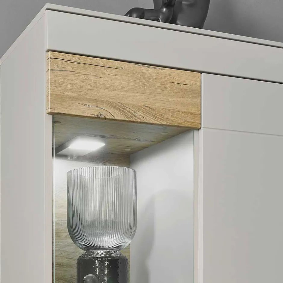 Wohnen Highboard in Hellgrau & Zinneiche NB - Lioscas