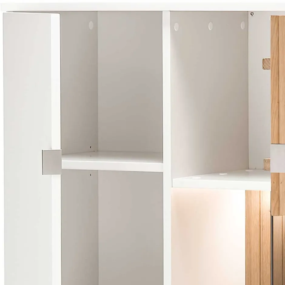 Wohnen Highboard in Weiß und Eiche Bianco - Miloris