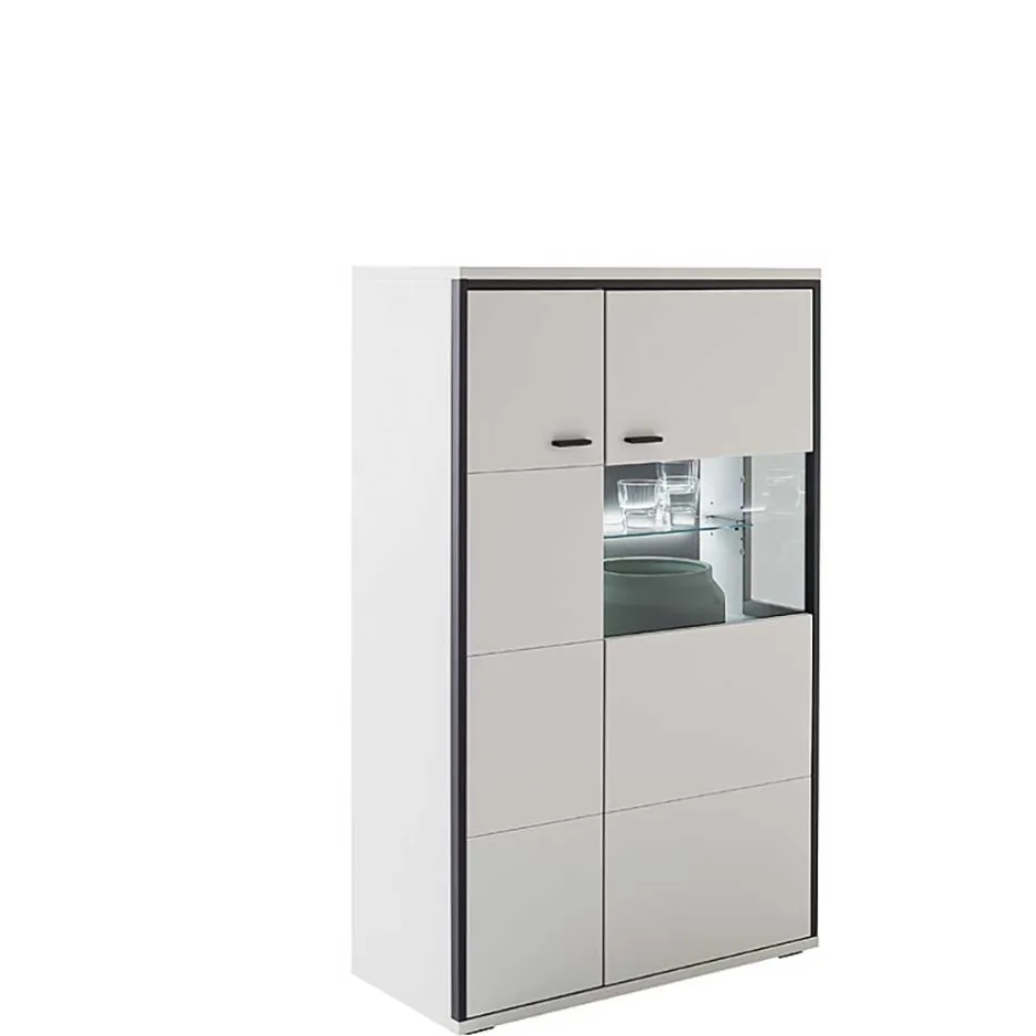 Highboard in Weiß und Schwarzgrau - Loazin^Wohnen Outlet