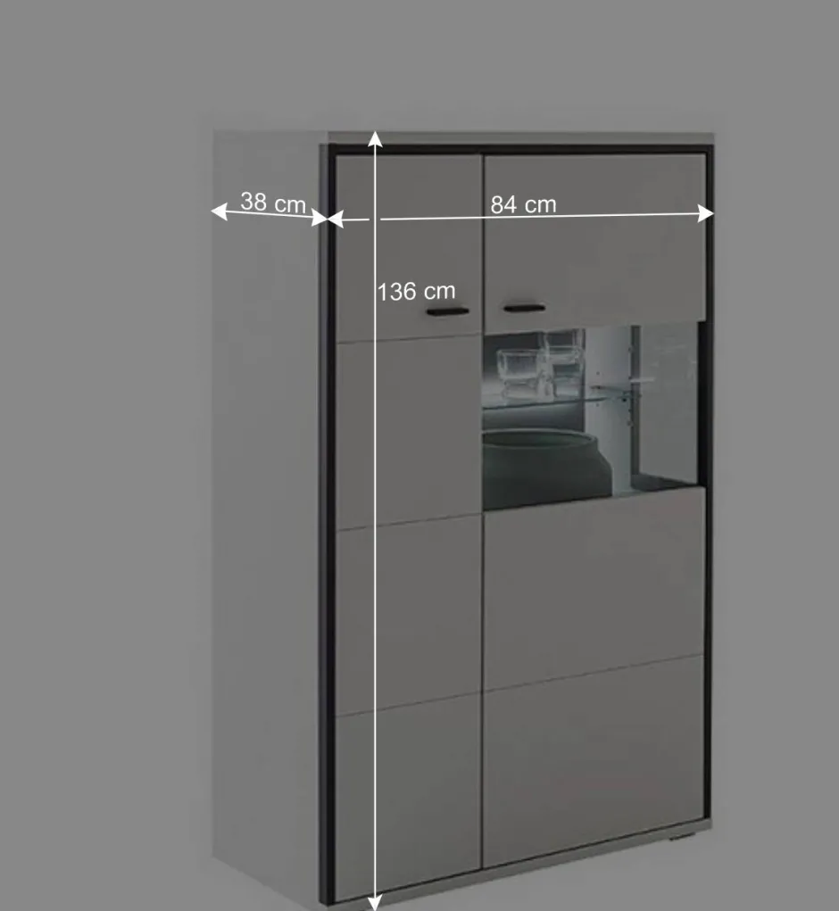 Highboard in Weiß und Schwarzgrau - Loazin^Wohnen Outlet