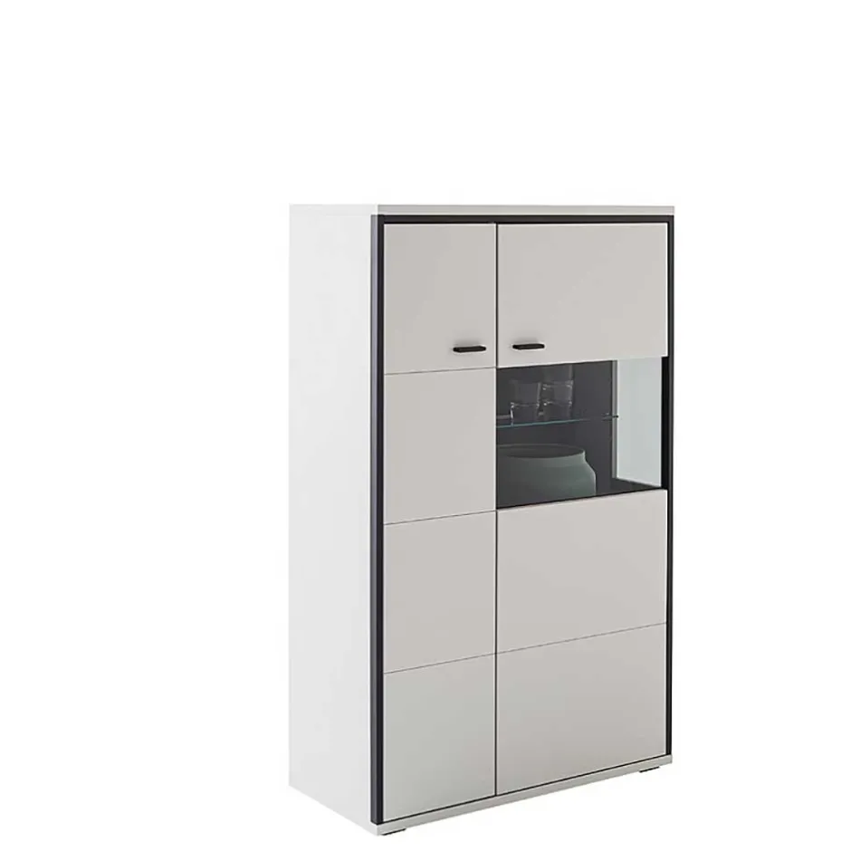 Highboard in Weiß und Schwarzgrau - Loazin^Wohnen Outlet