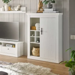 Wohnen Highboard in weißer Holzoptik Pinie - Liancos