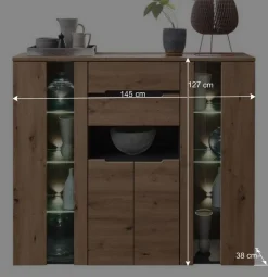 Wohnen Highboard mit Glas & LED Licht - Kuetra