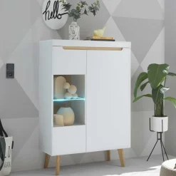 Wohnen Highboard mit Glas im Skandi Design - Ginko