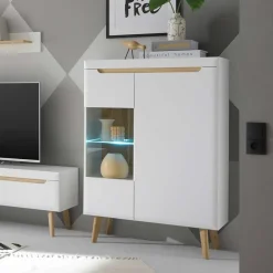 Wohnen Highboard mit Glas im Skandi Design - Ginko
