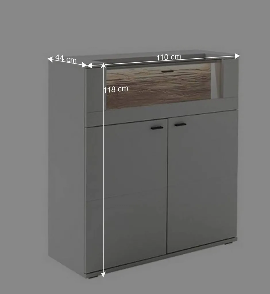 Wohnen Highboard mit Glas Klappe & zwei Türen - Apulco