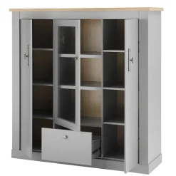 Wohnen Highboard mit Glaseinsatz mit Metallgriffen - Buleta