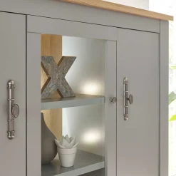 Wohnen Highboard mit Glaseinsatz mit Metallgriffen - Buleta