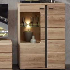 Highboard mit Glaseinsatz und LED Beleuchtung - Latenda^Wohnen New