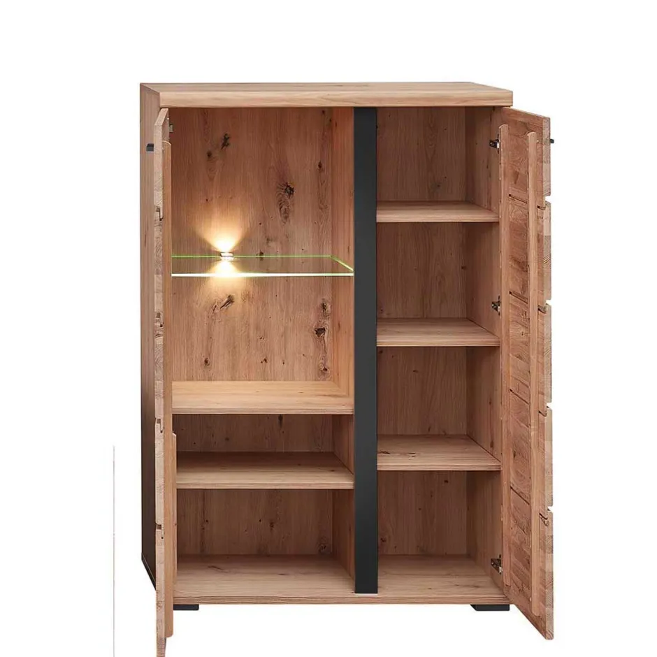 Highboard mit Glaseinsatz und LED Beleuchtung - Latenda^Wohnen New