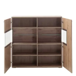 Wohnen Highboard mit Glaseinsätzen 119x121x37 cm - Comrinaca