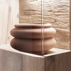 Wohnen Highboard mit Glaseinsätzen 119x121x37 cm - Comrinaca