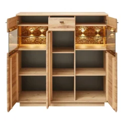 Wohnen Highboard mit Glaseinsätzen in Esche - Cassna