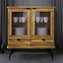 Wohnen Highboard mit Glastüren mit zwei Schubladen - Casarius