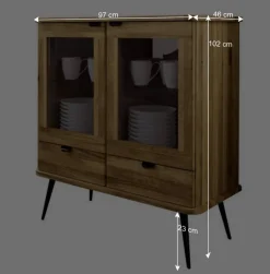 Wohnen Highboard mit Glastüren mit zwei Schubladen - Casarius