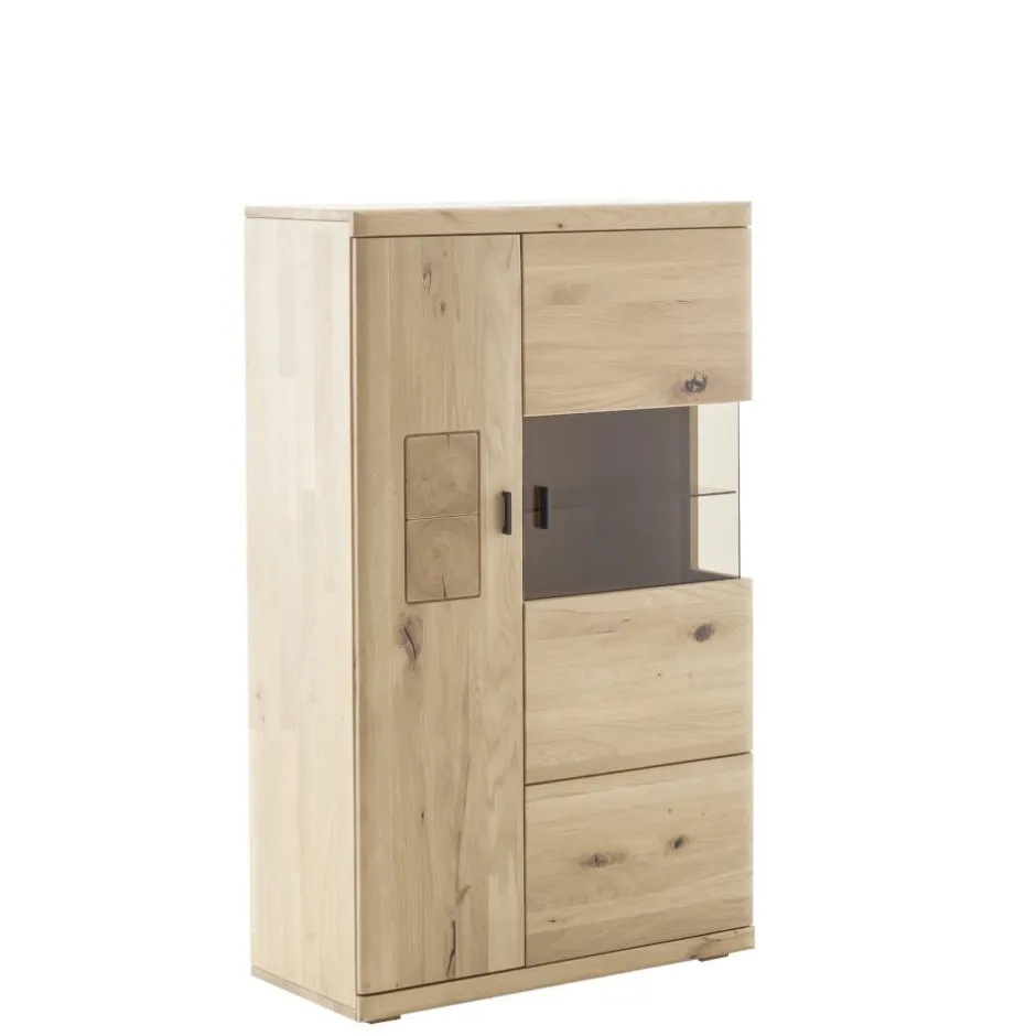Wohnen Highboard Vitrine aus hellem Asteiche Massivholz - Losiamos